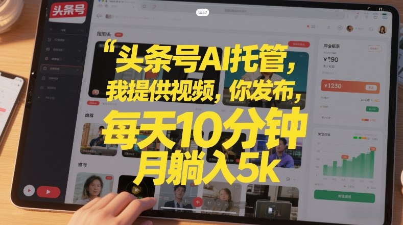 头条号AI托管,我提供视频,你发布,每天10分钟,月躺入5k+【揭秘】-赛德副业库
