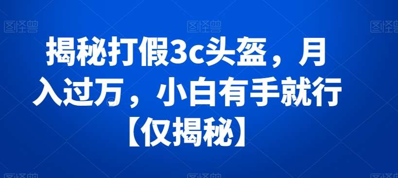 揭秘打假3c头盔，月入过万，小白有手就行【仅揭秘】-赛德副业库