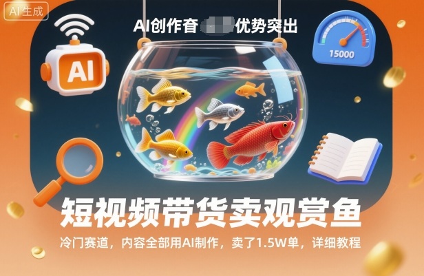 短视频带货卖观赏鱼，冷门赛道，内容全部用AI制作，卖了1.5W单，详细教程-赛德副业库