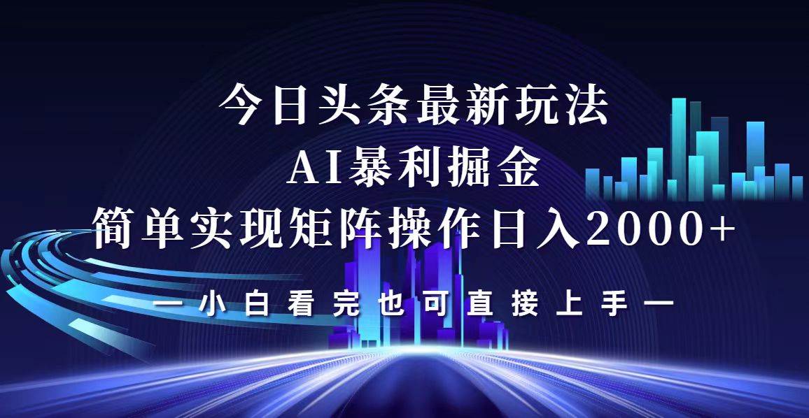 （12610期）今日头条最新掘金玩法，轻松矩阵日入2000+-赛德副业库
