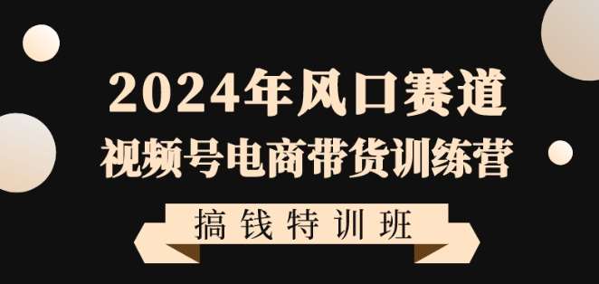 2024年风口赛道视频号电商带货训练营搞钱特训班，带领大家快速入局自媒体电商带货-赛德副业库