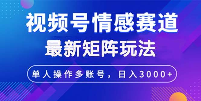 （12609期）视频号创作者分成情感赛道最新矩阵玩法日入3000+-赛德副业库