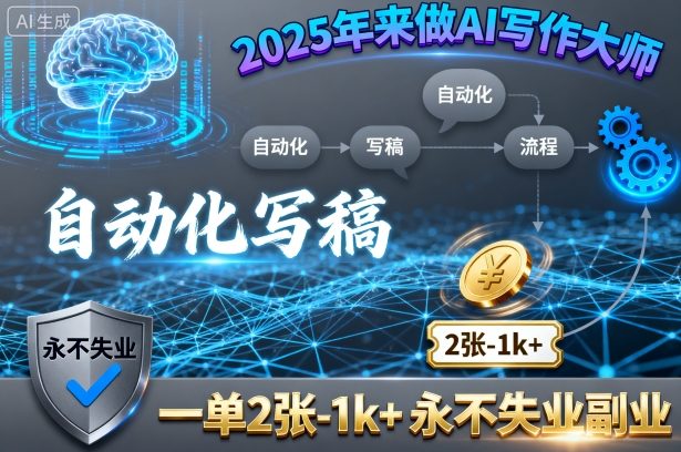 2025年来做AI写作大师，自动化写稿，一单2张-1k+，永不失业副业-赛德副业库