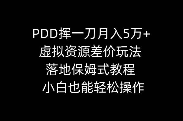 （8849期）PDD挥一刀月入5万+，虚拟资源差价玩法，落地保姆式教程，小白也能轻松操作-赛德副业库