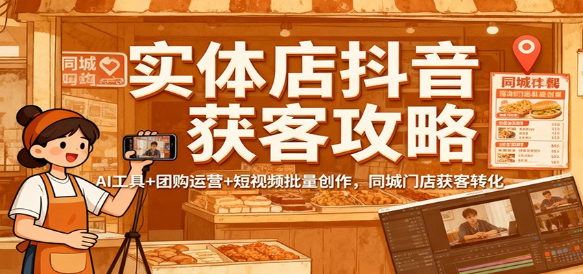 实体店抖音获客攻略:AI工具+团购运营+短视频批量创作,同城门店获客转化-赛德副业库