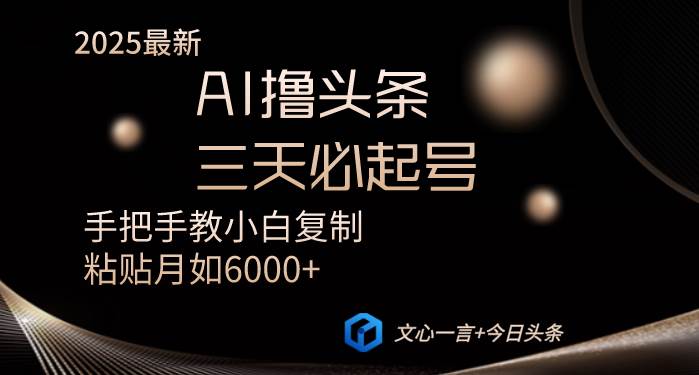 （14102期）AI撸头条三天必起号手把手教小白复制粘贴月入6000+教程-赛德副业库