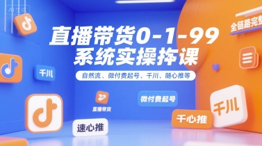 直播带货0~1~99系统实操课，自然流、微付费​起号、千川、随心推等，直播带货全链路完整逻辑-赛德副业库