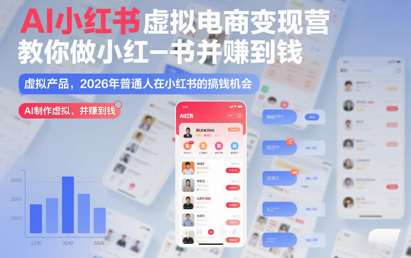AI小红书虚拟电商变现营，教你做小红书并賺到钱，虚拟产品，2026年普通人在小红书的搞钱机会（更新中）-赛德副业库