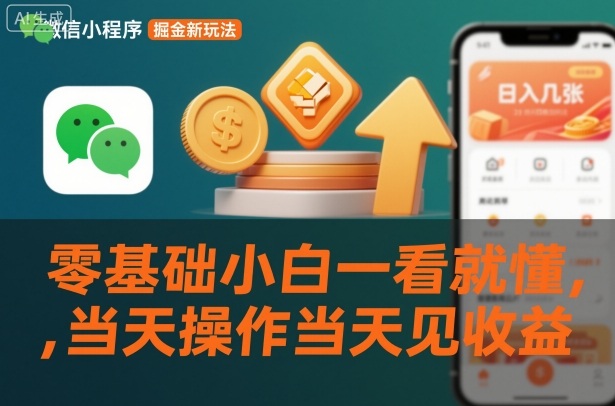 微信小程序掘金新玩法，日入几张，零基础小白一看就懂，当天操作当天见收益【揭秘】-赛德副业库