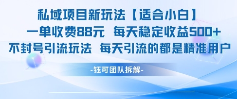 私域项目新玩法【适合小白】 一单收费88.每天稳定收益几张-赛德副业库