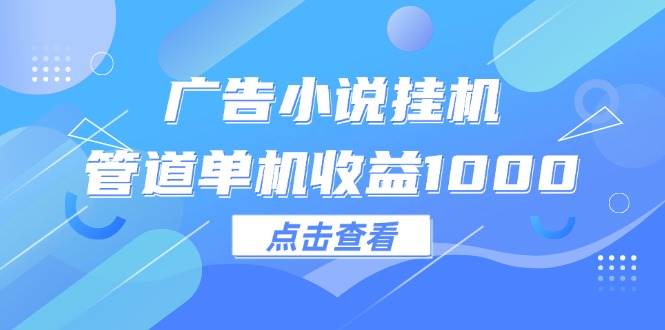 (12198期)广告小说挂机管道单机收益1000+-赛德副业库