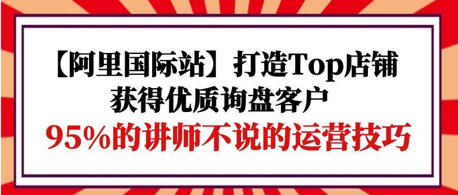 (9976期)【阿里国际站】打造Top店铺-获得优质询盘客户,95%的讲师不说的运营技巧-赛德副业库