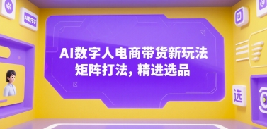 AI数字人电商带货新玩法，矩阵打法，精进选品-赛德副业库