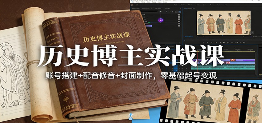 历史博主实战课：账号搭建+配音修音+封面制作，零基础起号变现-赛德副业库