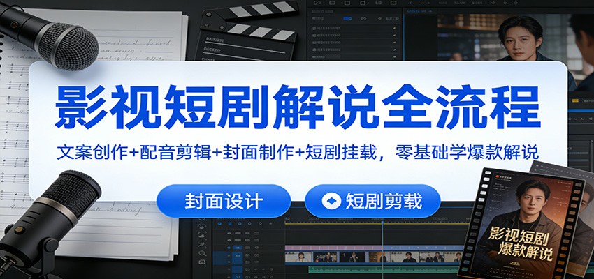 影视短剧解说全流程：文案创作+配音剪辑+封面制作+短剧挂载，零基础学爆款解说-赛德副业库