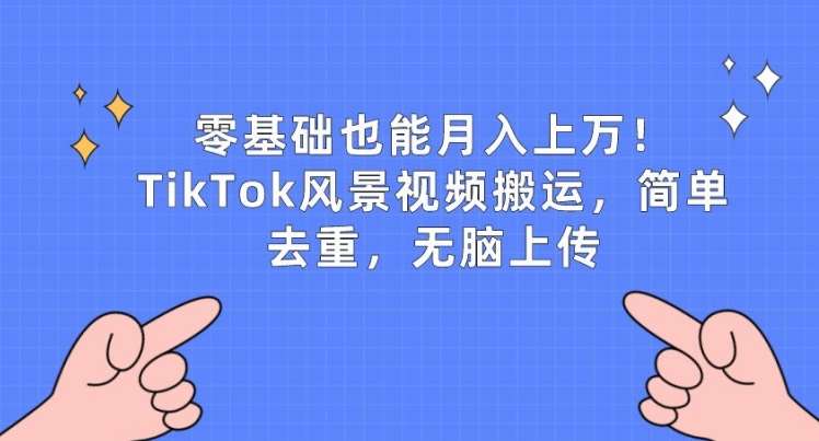 零基础也能月入上w，TikTok风景视频搬运，简单去重，无脑上传【揭秘】-赛德副业库