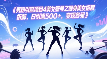 男粉引流项目4美女账号之健身美女拆解，日引流500+，变现多张-赛德副业库