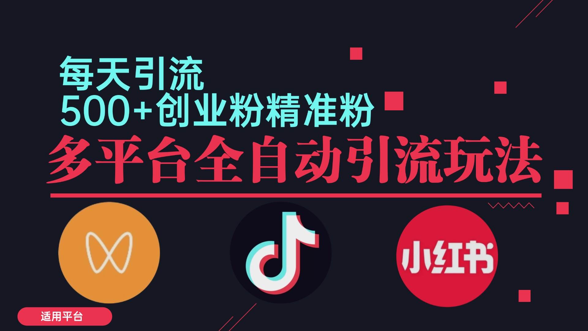 （12765期）小红书抖音视频号截流自热全平台引流打法，全自动引流【日引2000+精准…-赛德副业库