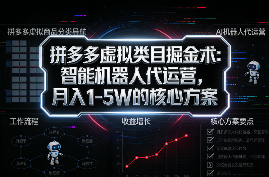 拼多多虚拟类目掘金术：智能机器人代运营，月入1-5W的核心方案【揭秘】-赛德副业库