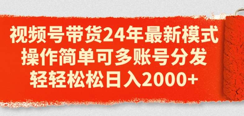 视频号带货24年最新模式，操作简单可多账号分发，轻轻松松日入2k【揭秘】-赛德副业库