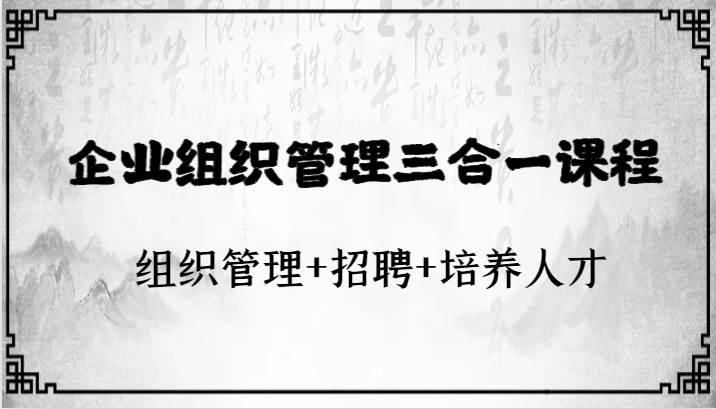 企业组织管理三合一课程：组织管理+招聘+培养人才-赛德副业库