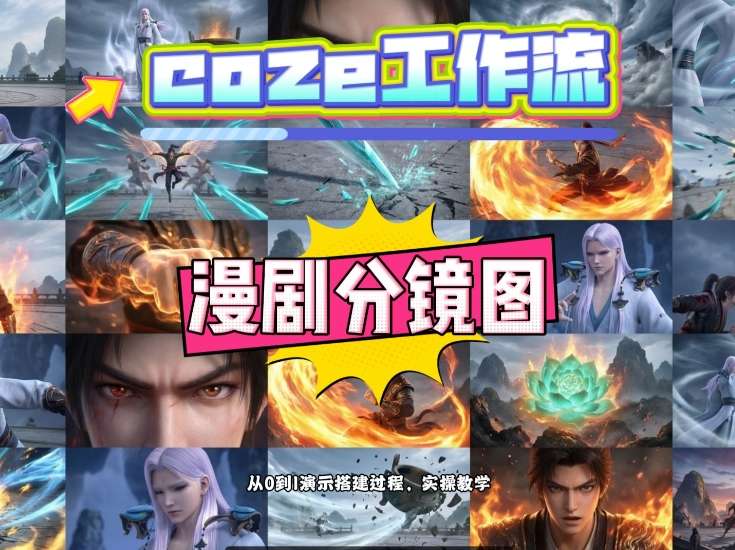 通过Coze工作流,制作《动漫分镜图》,两分钟制作完成25宫格分镜图,从0到1演示搭建过程,实操教学-赛德副业库