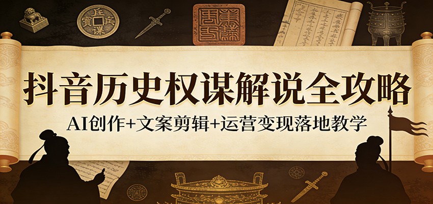 抖音历史权谋解说全攻略：AI创作+文案剪辑+运营变现落地教学-赛德副业库