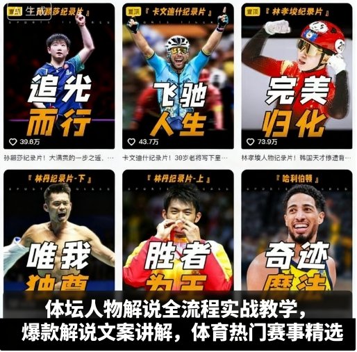 体坛人物解说全流程实战教学，爆款解说文案讲解，体育热门赛事精选-赛德副业库