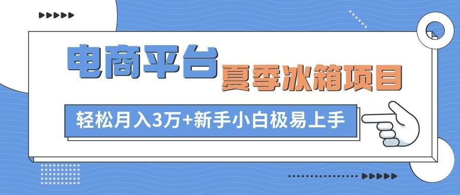 （10934期）电商平台夏季冰箱项目，轻松月入3万+，新手小白极易上手-赛德副业库