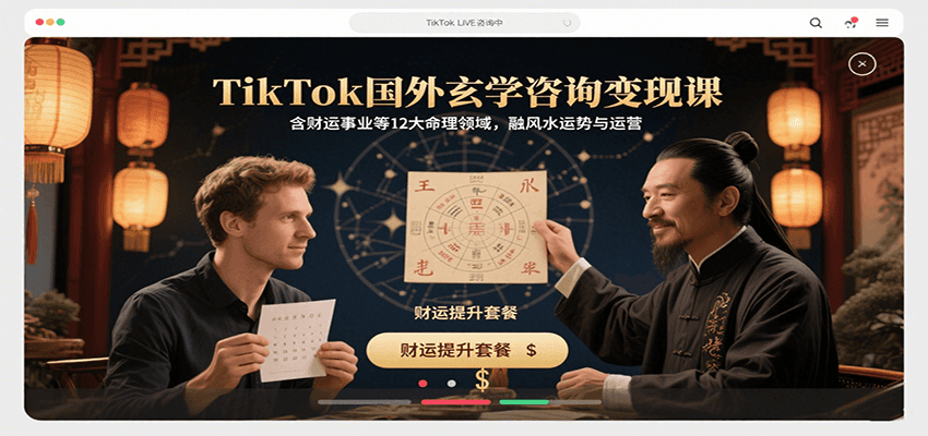 TikTok国外玄学咨询变现课,含财运事业等12大命理领域,融风水运势与运营-赛德副业库