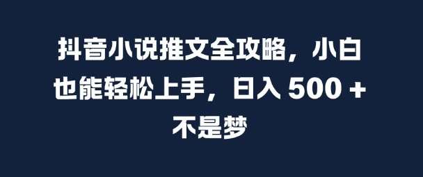 抖音小说推文全攻略，小白也能轻松上手，日入 5张+ 不是梦【揭秘】-赛德副业库