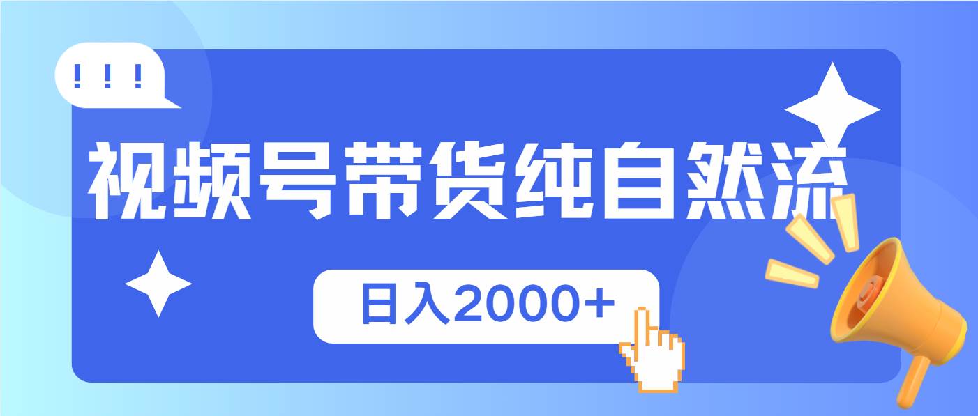 （13998期）视频号带货，纯自然流，起号简单，爆率高轻松日入2000+-赛德副业库