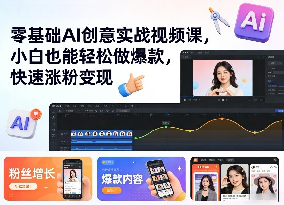 零基础AI创意实战视频课，小白也能轻松做爆款，快速涨粉变现-赛德副业库