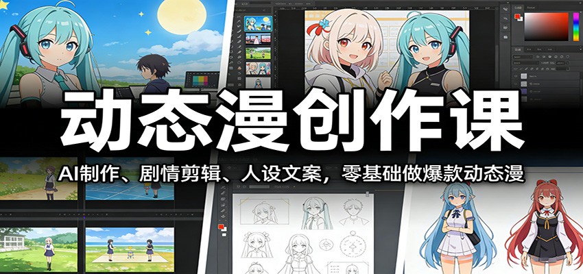 动态漫创作课:AI制作、剧情剪辑、人设文案,零基础做爆款动态漫-赛德副业库