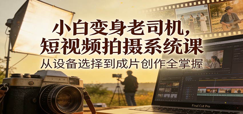 小白变身老司机，短视频拍摄系统课，从设备选择到成片创作全掌握-赛德副业库