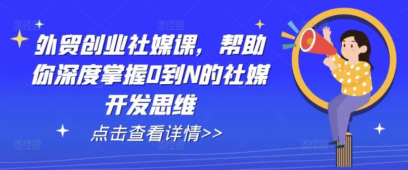 外贸创业社媒课，帮助你深度掌握0到N的社媒开发思维-赛德副业库