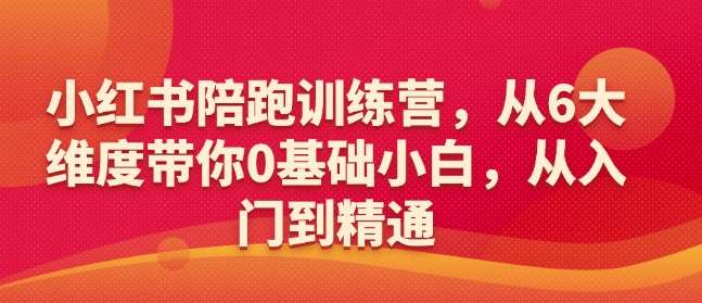小红书陪跑训练营，从6大维度带你0基础小白，从入门到精通-赛德副业库