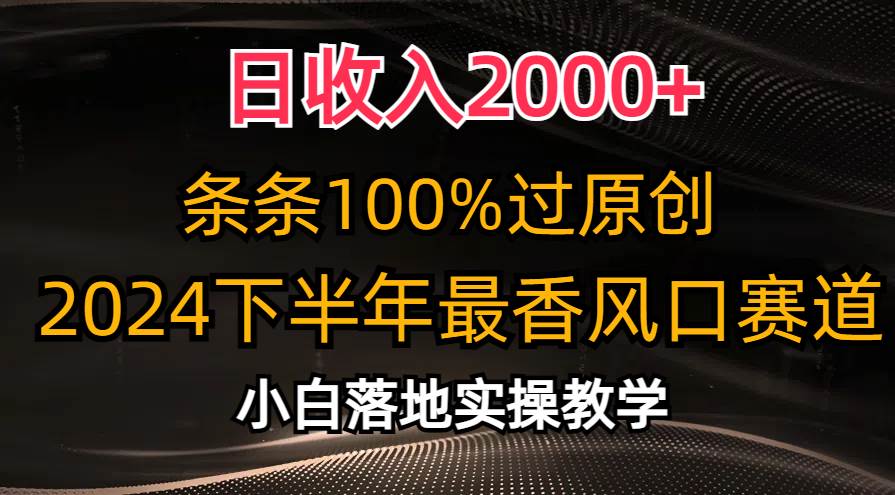 （10951期）日收入2000+，条条100%过原创，2024下半年最香风口赛道，小白轻松上手-赛德副业库