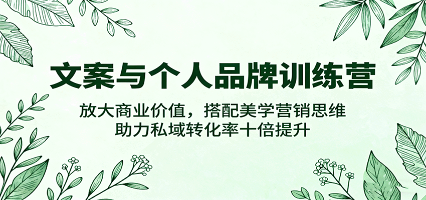 文案与个人品牌训练营，放大商业价值，搭配美学营销思维，助力私域转化率十倍提升-赛德副业库
