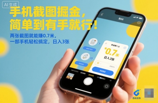 手机截图掘金，简单到有手就行！两张截图就能賺0.7米，一部手机轻松搞定，日入3张【揭秘】-赛德副业库