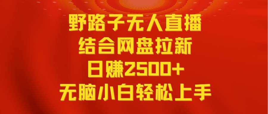 （9025期）无人直播野路子结合网盘拉新，日赚2500+多平台变现，小白无脑轻松上手操作-赛德副业库