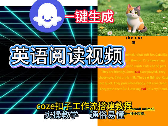 Coze工作流一键生成少儿英语阅读短视频，从0到1演示搭建过程，实操教学，小白也可以学会，搭建自己的AI智能体-赛德副业库