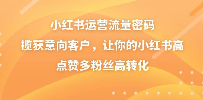 小红书运营流量密码，揽获意向客户，让你的小红书高点赞多粉丝高转化-赛德副业库