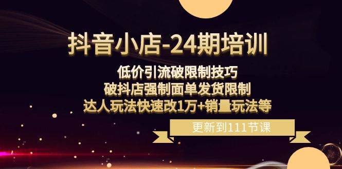 （8394期）抖音小店-24期：低价引流破限制技巧，破抖店强制面单发货限制，达人玩法…-赛德副业库