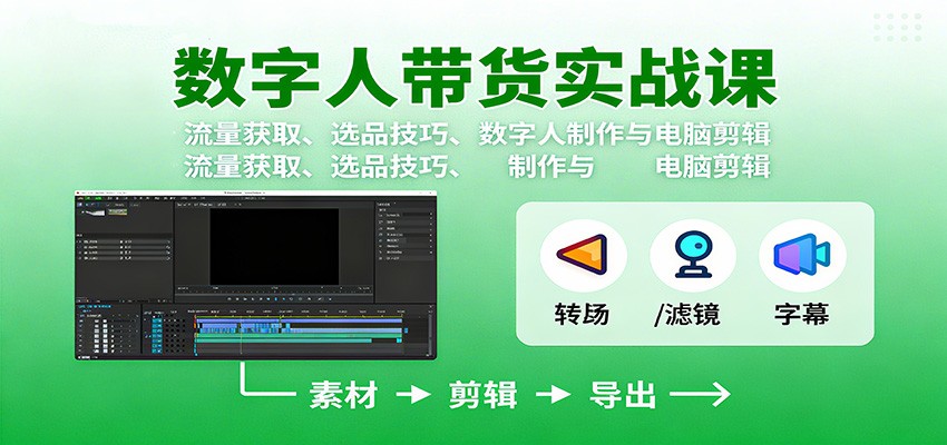 数字人变现实战课:流量获取、选品技巧、数字人制作与电脑剪辑-赛德副业库