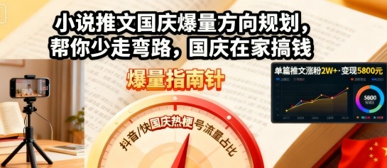 小说推文国庆爆量方向规划,帮你少走弯路,国庆在家搞钱-赛德副业库