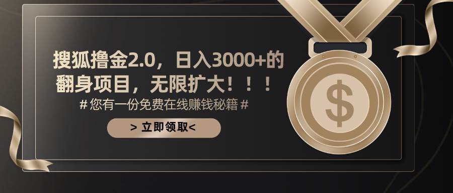 (11196期)搜狐撸金2.0日入3000+,可无限扩大的翻身项目-赛德副业库