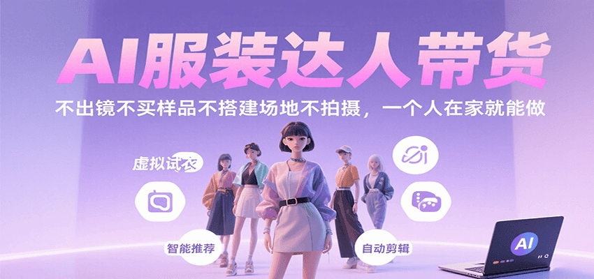 AI服装达人带货，不出镜不买样品不搭建场地不拍摄，一个人在家就能做-赛德副业库