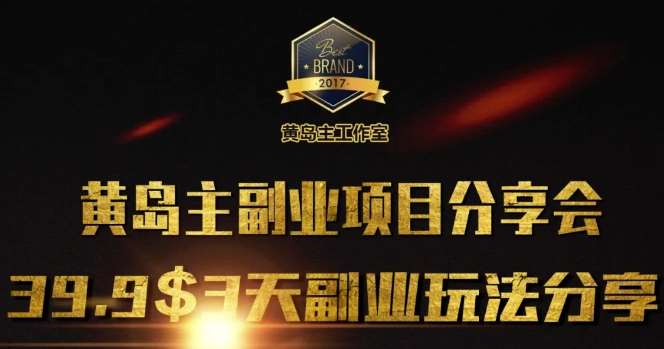 黄岛主副业分享会1期:3天3个副业玩法,速度上车-赛德副业库