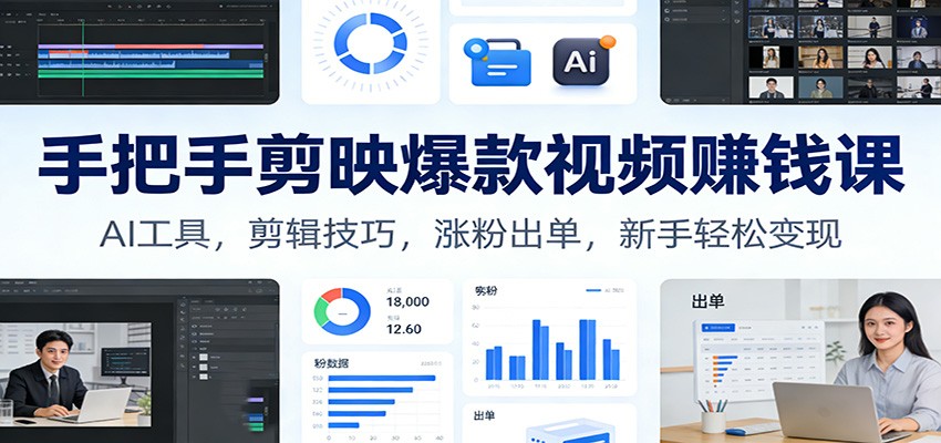 手把手剪映爆款视频赚钱课:AI工具,剪辑技巧,涨粉出单,新手轻松变现-赛德副业库
